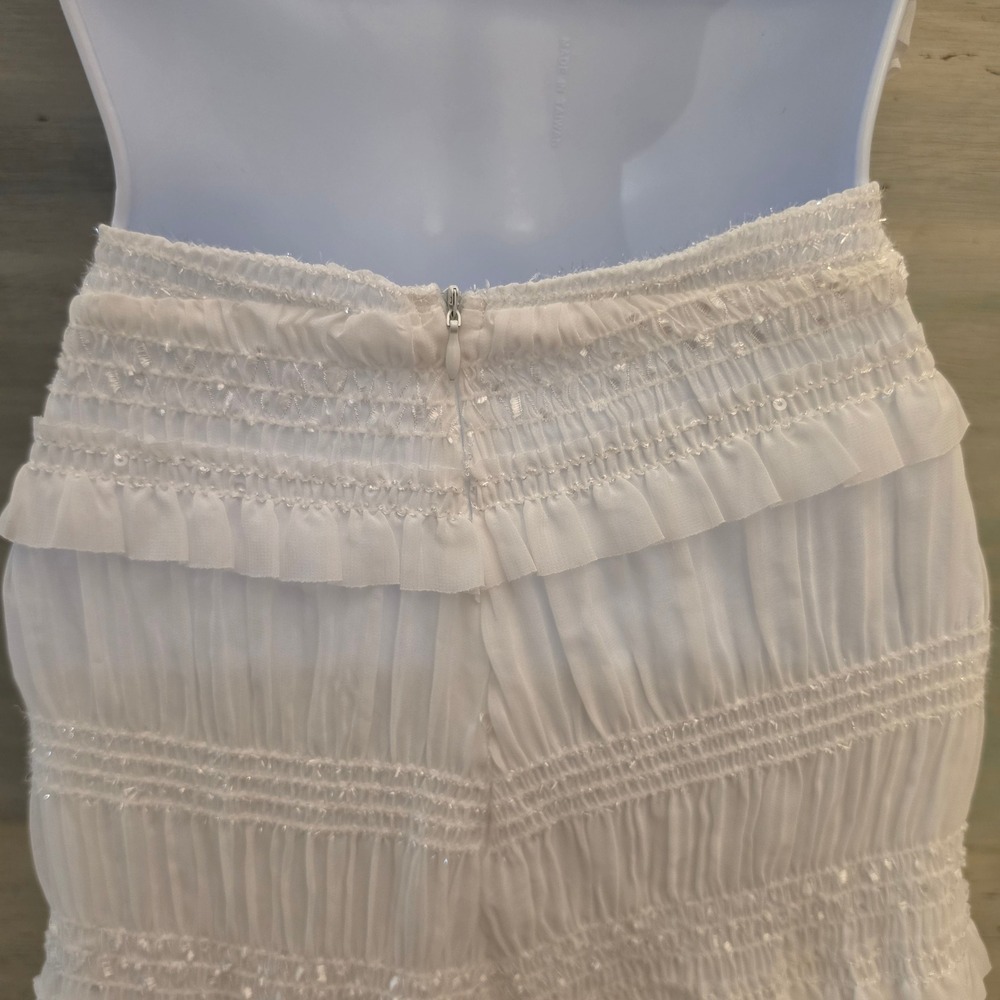 Fashion Nova "Keila" White Smocked Tiered Ruffle Jumpsuit Size Medium NWT - Picture 10 of 13
